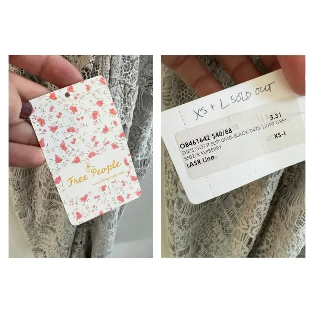 Free People NWT Gray XS Mini Lace Slip Dress She’s Got It
